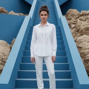 BKE White Button Down Shirt for Women
